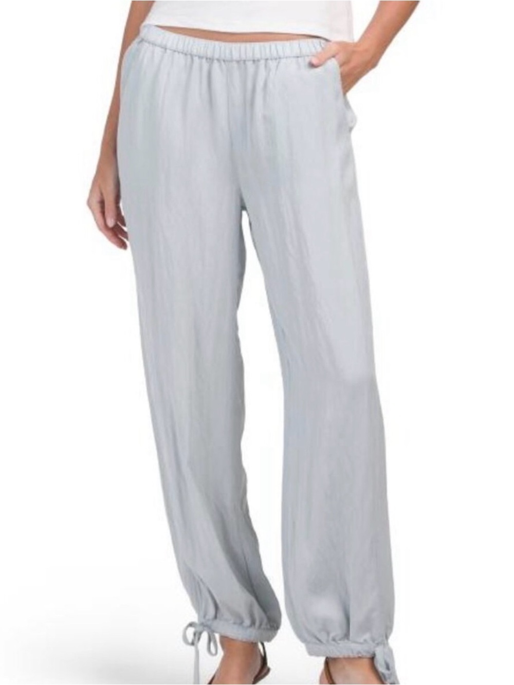 Calypso St Barth Balloon Leg Pants  Light Weight  Gray Pull On Women Size L NWT